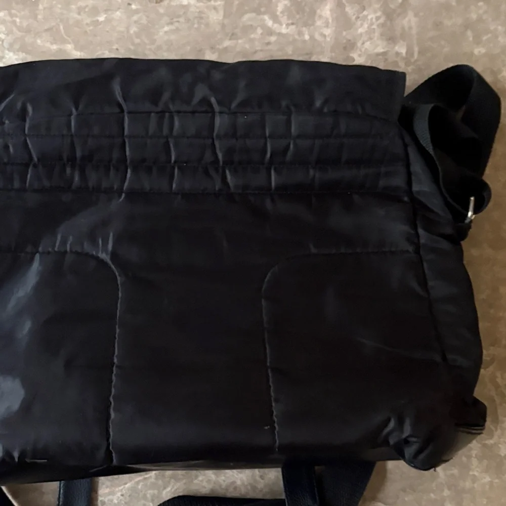 Black and Red Logo Messenger Bag